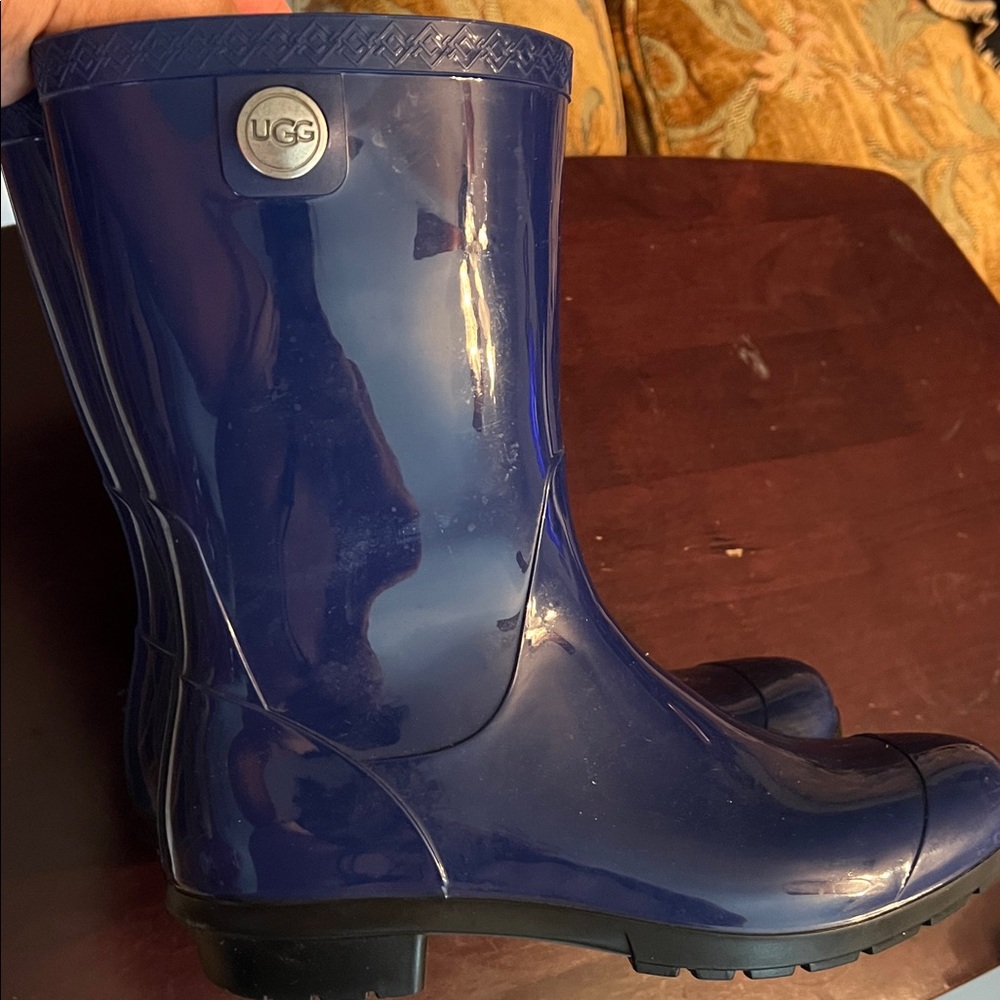 UGG Navy Glossy Rain Boots